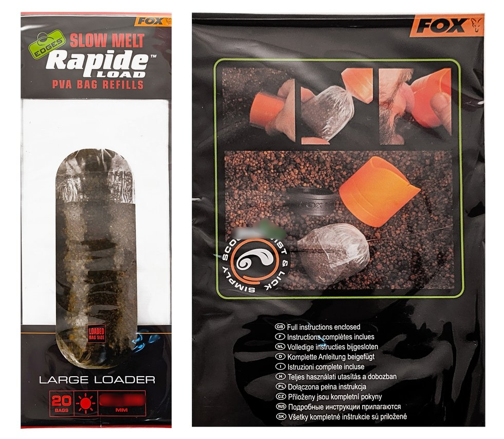 Запасные ПВА пакеты для теплой воды Fox Edges Slow Melt Rapide Load PVA Bags Refills Large Loader 85x220mm 20шт Запасные ПВА пакеты для теплой воды Fox Edges Slow Melt Rapide Load PVA Bags Refills Large Loader 85x220mm 20шт