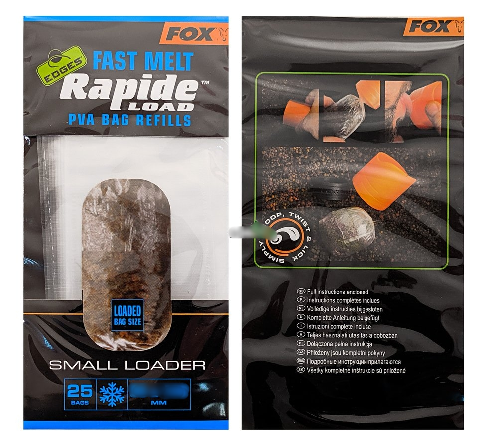 Запасні пакети ПВА для холодної води Fox Edges Fast Melt Rapide Load PVA Bags Refills Large Loader 85x140mm 25шт Запасні пакети ПВА для холодної води Fox Edges Fast Melt Rapide Load PVA Bags Refills Large Loader 85x140mm 25шт