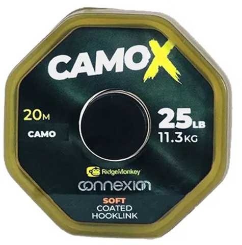 Поводочный материал в оболочке Ridge Monkey Connexion CamoX Soft Coated Hooklink Camo 25Lb/11,3kg 20м Поводочный материал в оболочке Ridge Monkey Connexion CamoX Soft Coated Hooklink Camo 25Lb/11,3kg 20м