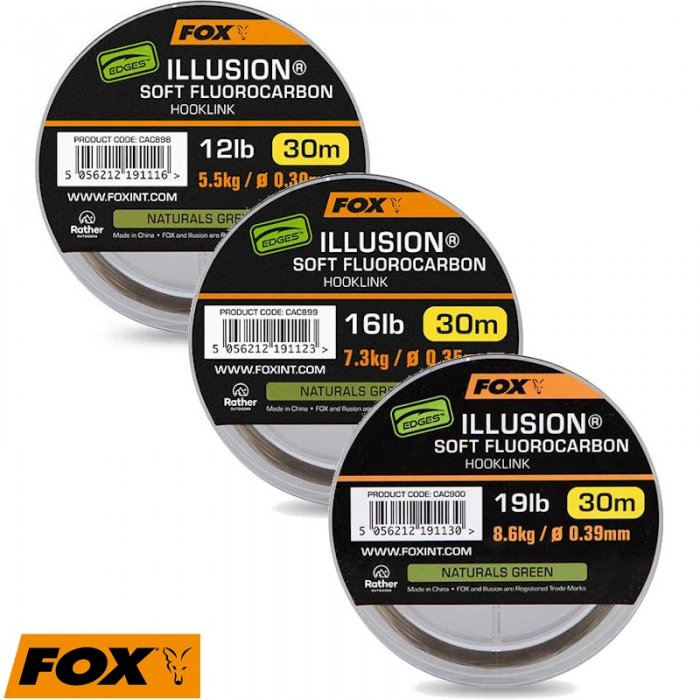 Поводочный материал флюорокарбоновый Fox Edges Illusion Soft Fluorocarbon Hooklink Naturals Green 12lb 5.5kg 0.30mm 30m Поводочный материал флюорокарбоновый Fox Edges Illusion Soft Fluorocarbon Hooklink Naturals Green 12lb 5.5kg 0.30mm 30m