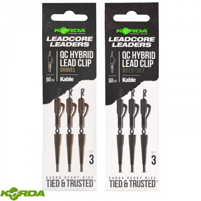 Готовый поводок Korda Kable Leadcore Leader Hybrid Lead Clip QC Weed 50cm 3шт