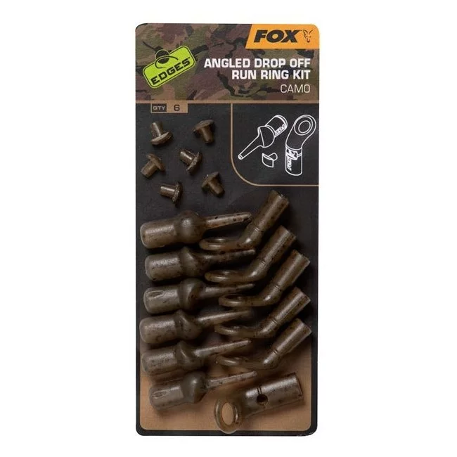Набор для скользящей оснастки Fox Edges Camo Angled Drop Off Run Ring Kit Camo 6шт