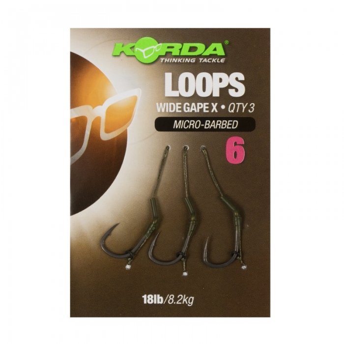 Готовий повідець Korda Loop Rigs DF Wide Gape X 18LB/Size 6 3шт 